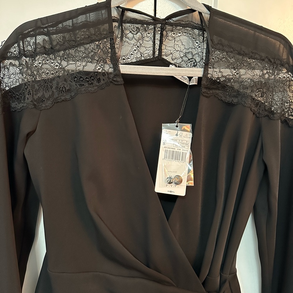 NWT MANGO mini black wrap dress - Picture 4 of 5